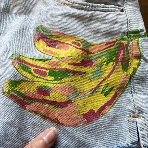 HAND painted crafts distressed artsy jeans shorts - Picture 9 of 10